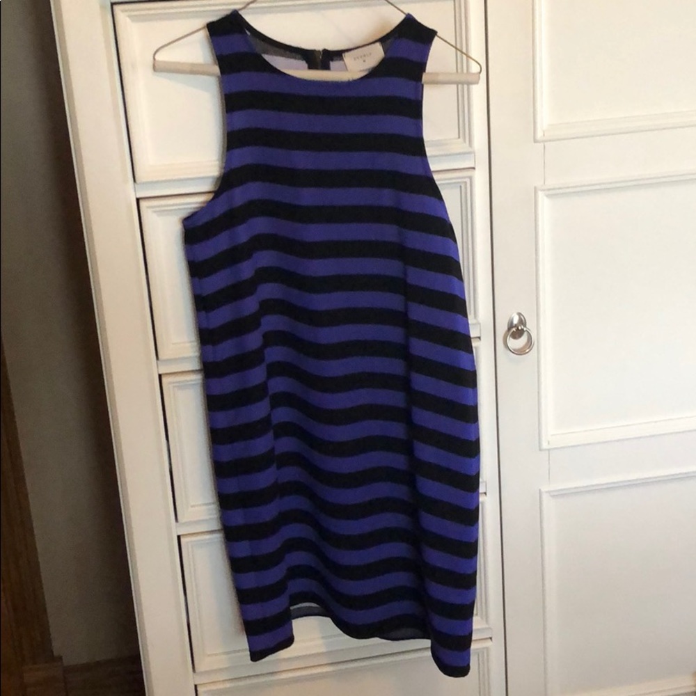 Black and blue striped tank dress